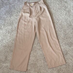 Beige High-Waisted Trousers